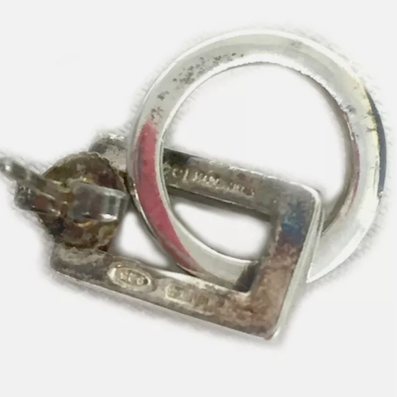 GUCCI ROUND SQUARE SILVER 925 PIERC EARRINGS D1649 - Picture 5 of 6